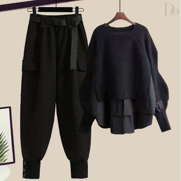 ブラック/ニット・セーター+ブラック/パンツ
