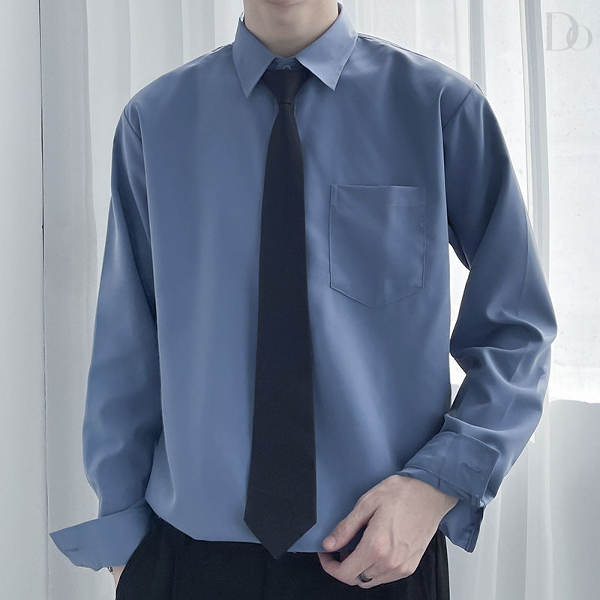 ブルー (ポケット付)+ネクタイ