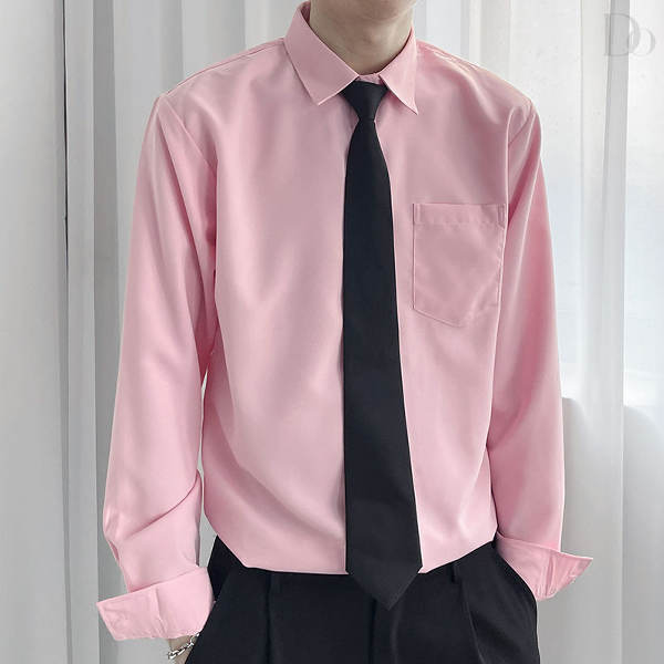 ピンク (ポケット付)+ネクタイ
